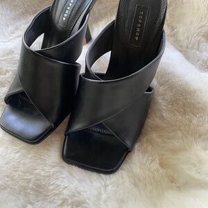 Top shop criss cross square toe heeled sandal 3” heel size 6